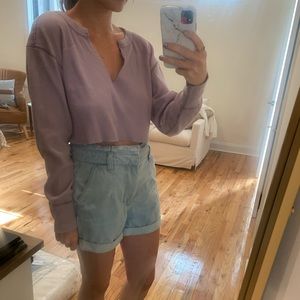 Urban purple long sleeve cropped shirt. Size S